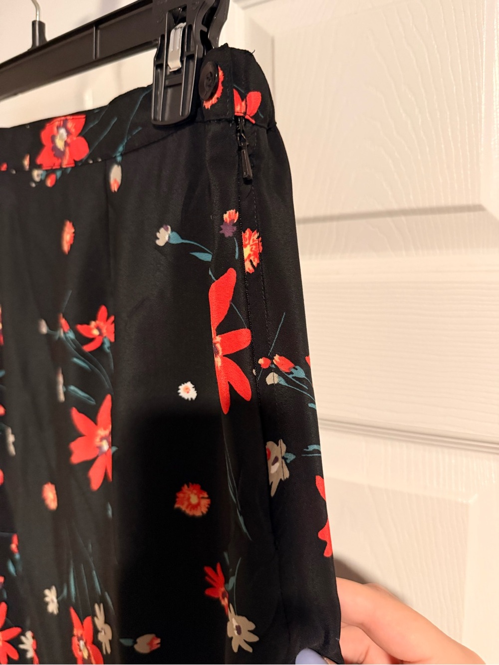 Christopher & Banks Black Maxi Skirt with Red Floral Print - Picture 3 of 4